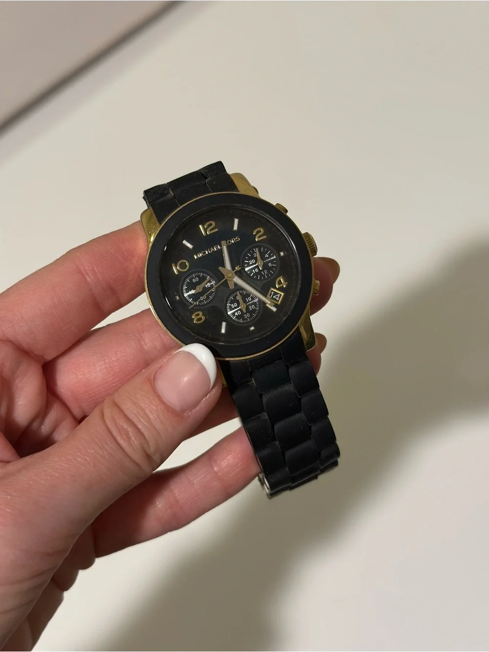 Michael Kors Black and Gold Tone Women's Chronograph Watch - Picture 5 of 7